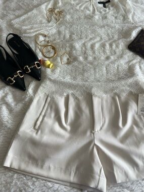 Target Cream High-Rise Tailored Shorts